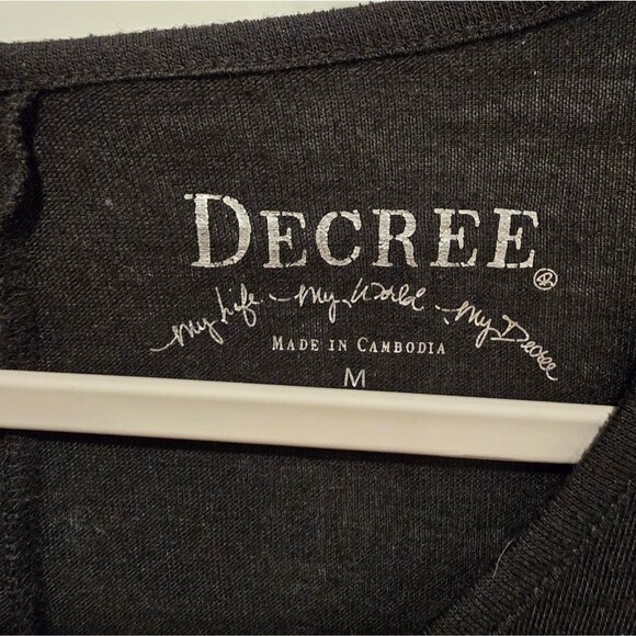 Decree Black 3/4 Length Sleeve Top, Size M - Picture 2 of 2
